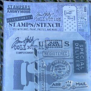 Tim Holtz and Stampers Anonymous Stamp and Stencil Airmail THMM141
